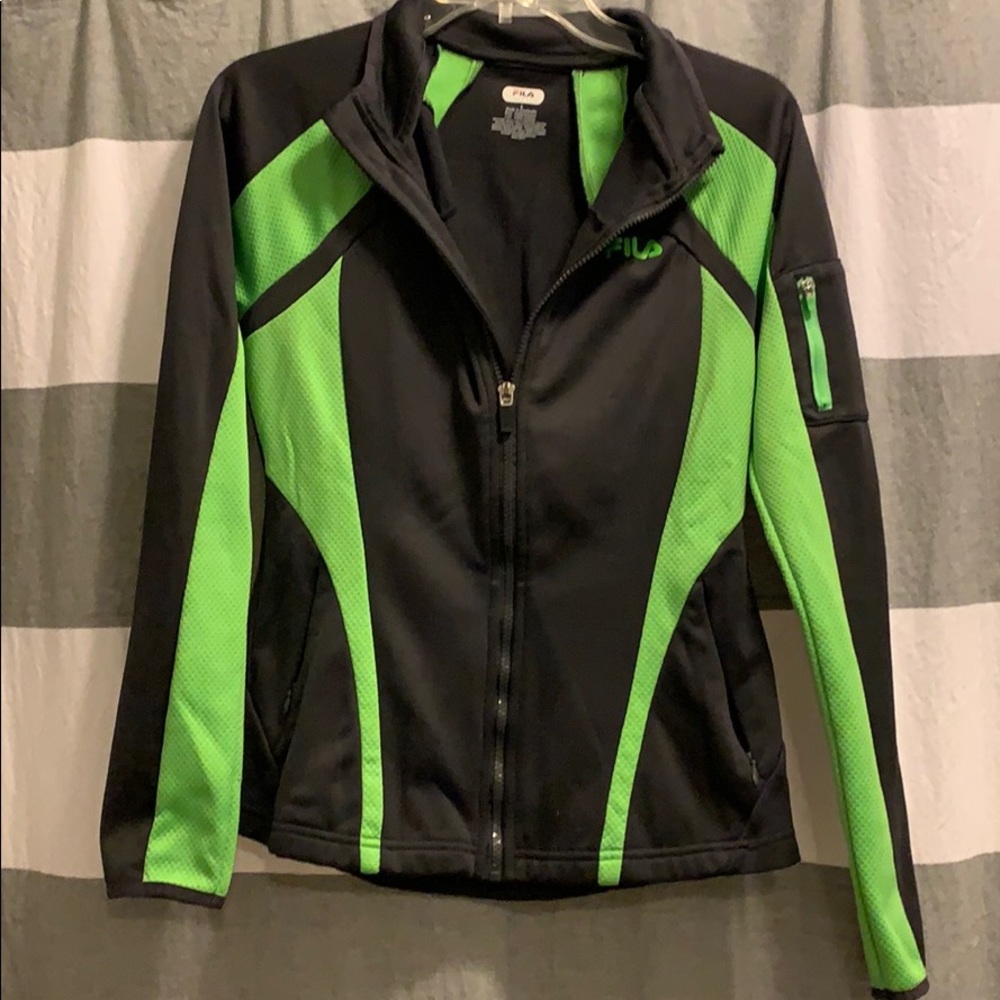 Gray and Green FILA Track Jacket
